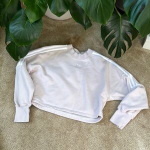 adidas Pink and White Crew Neck Long Sleeve Sweatshirt